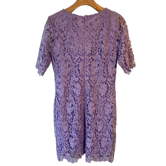 Nina Leonard Purple Floral Crochet Midi Dress Medium - Picture 10 of 11